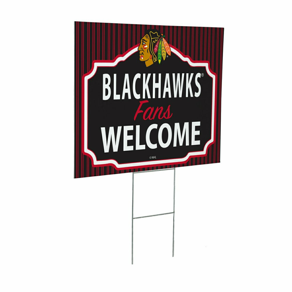 Chicago Blackhawks Coroplast Yard Sign, "Fans Welcome"