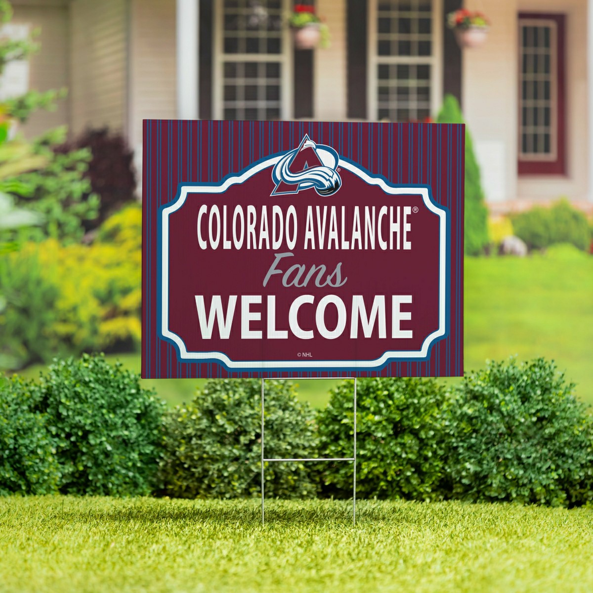 Colorado Avalanche Coroplast Yard Sign, "Fans Welcome"