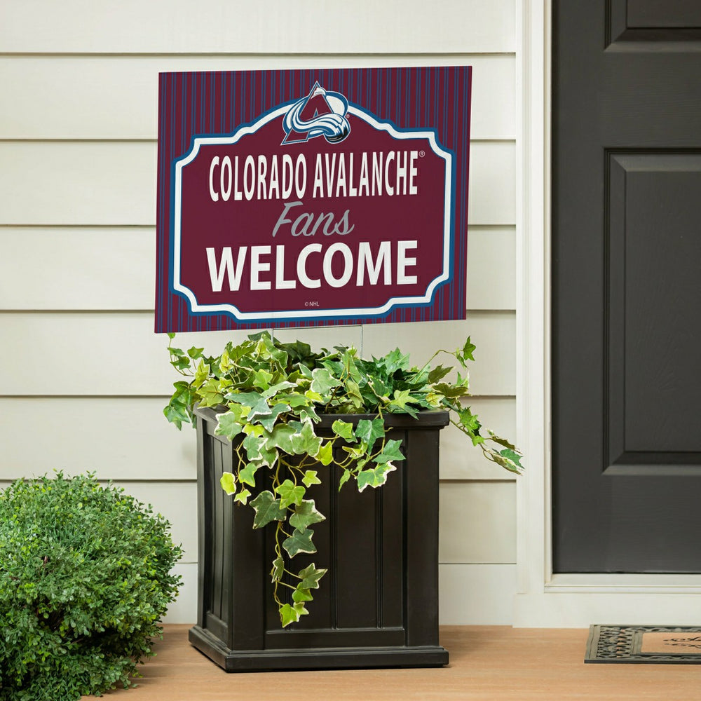 Colorado Avalanche Coroplast Yard Sign, "Fans Welcome"