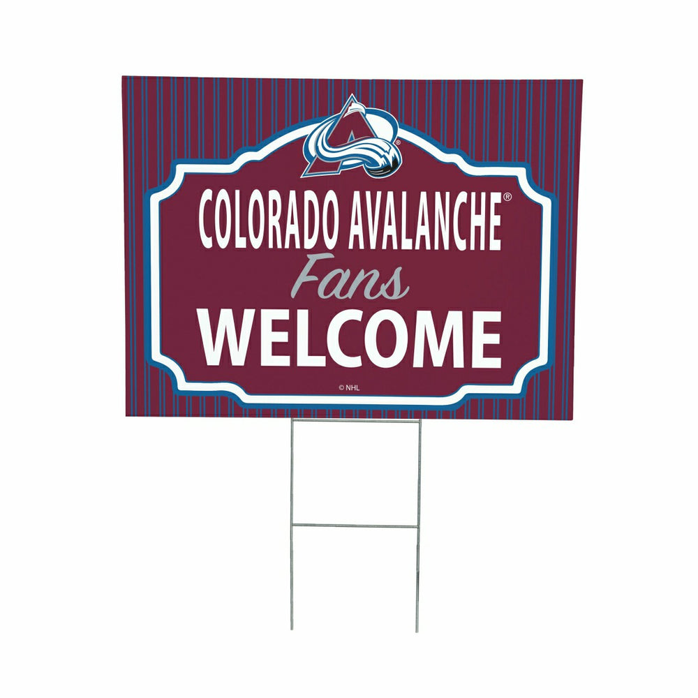 Colorado Avalanche Coroplast Yard Sign, "Fans Welcome"