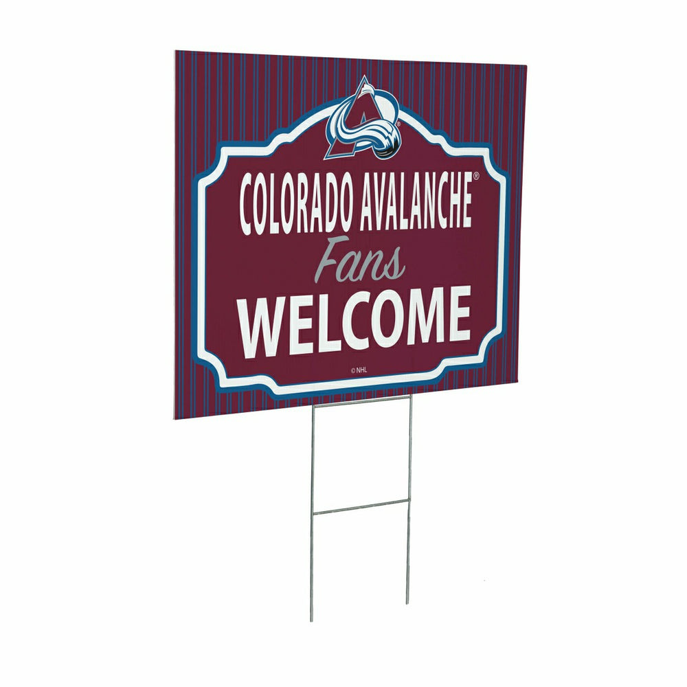 Colorado Avalanche Coroplast Yard Sign, "Fans Welcome"