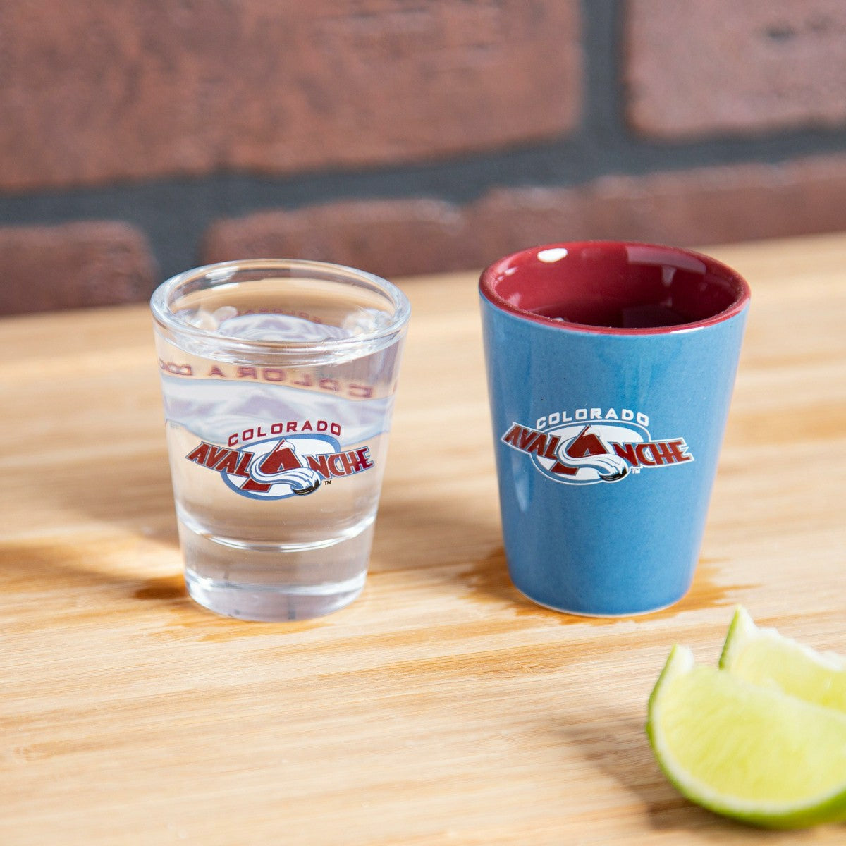 Colorado Avalanche 4-Piece Ceramic and Glass 2oz. Shot Glass Set