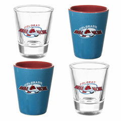 Colorado Avalanche 4-Piece Ceramic and Glass 2oz. Shot Glass Set