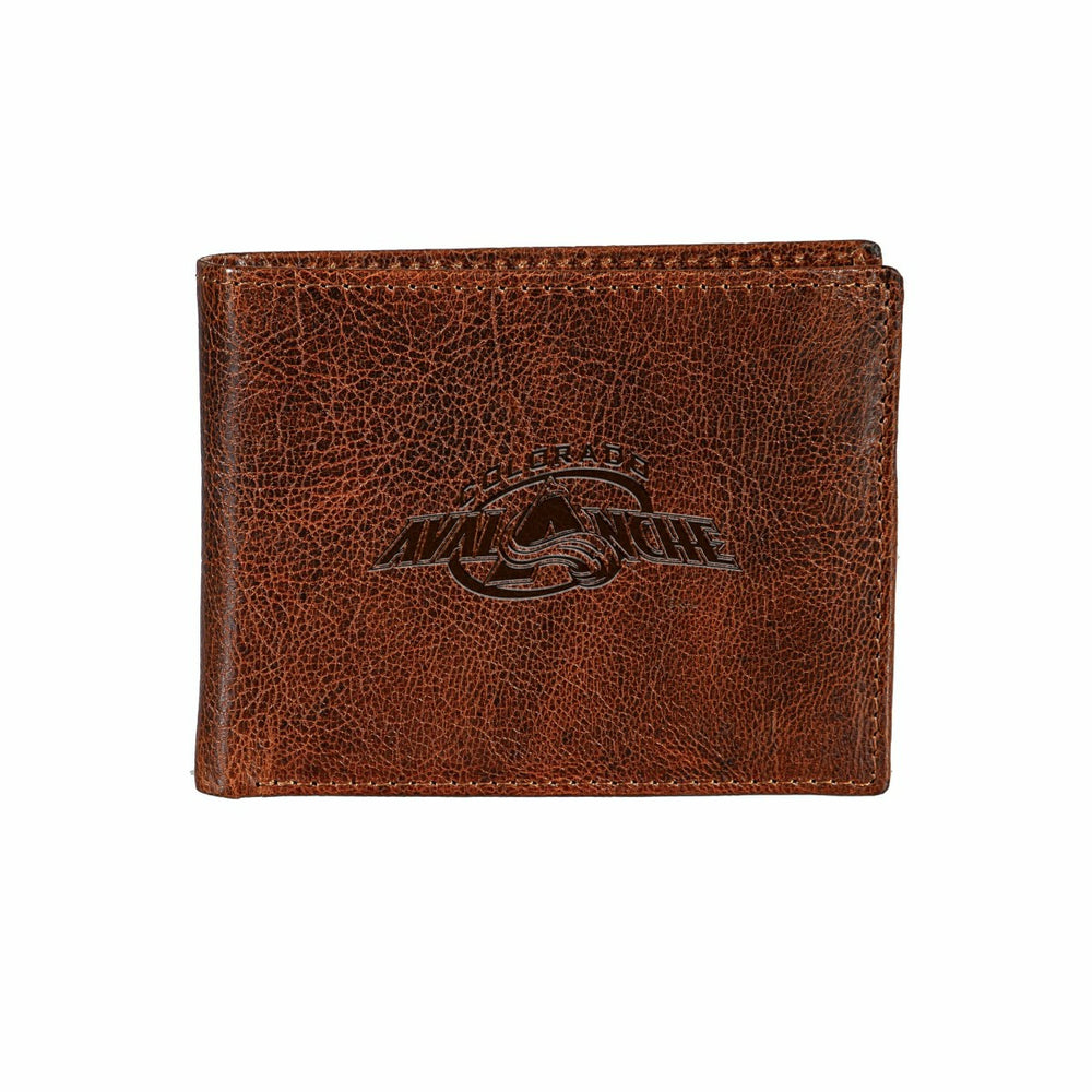 Colorado Avalanche, Embossed 100% Genuine Tumbled Leather Passcase Bi-