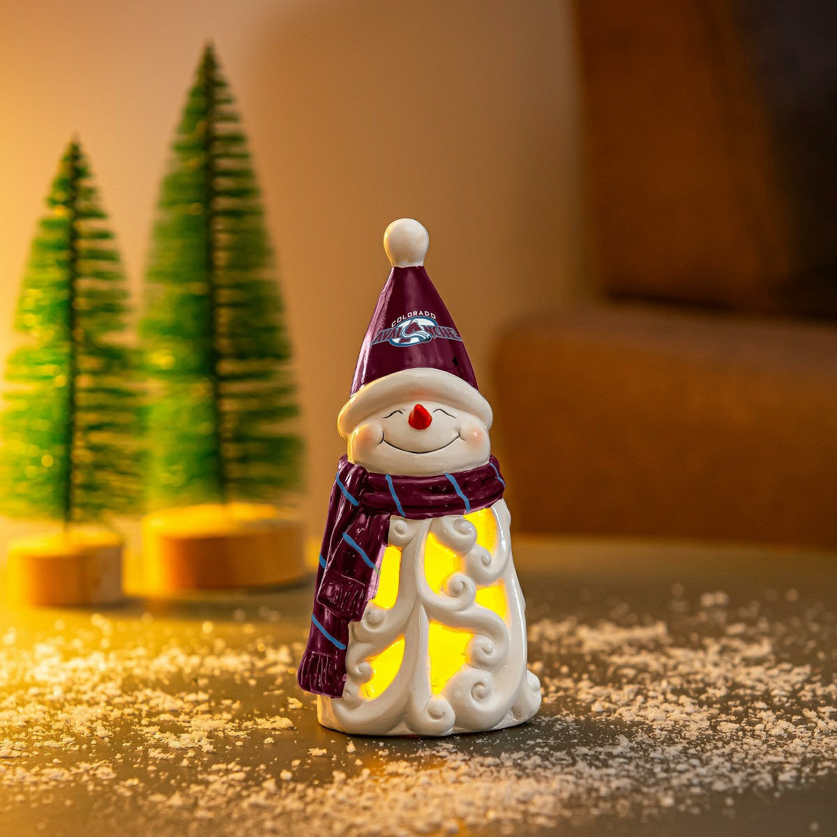 Colorado Avalanche Snowman LED Statuary, 8"