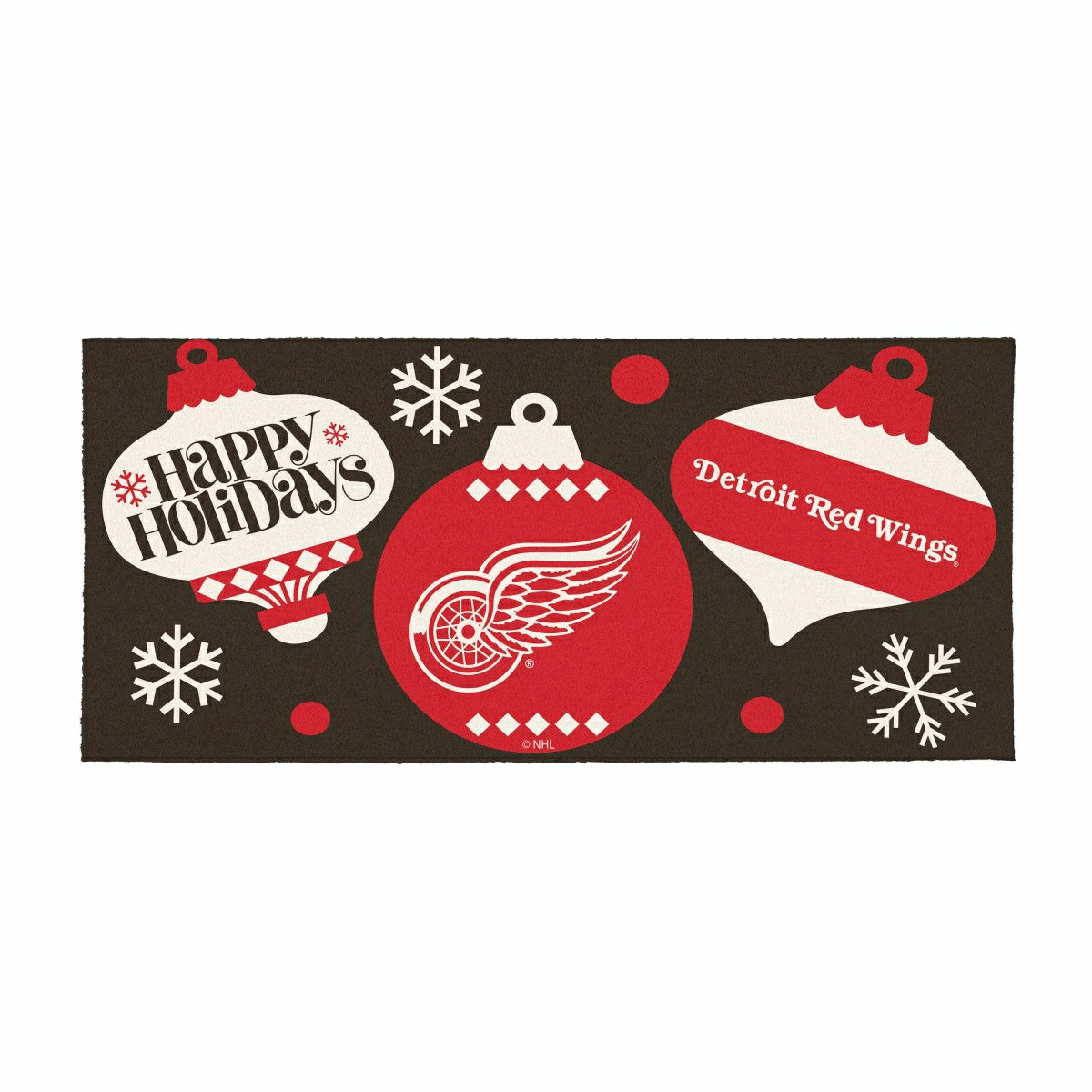 Detroit Red Wings Holiday Flocked Coir Sassafras Switch Mat, 22"x10"
