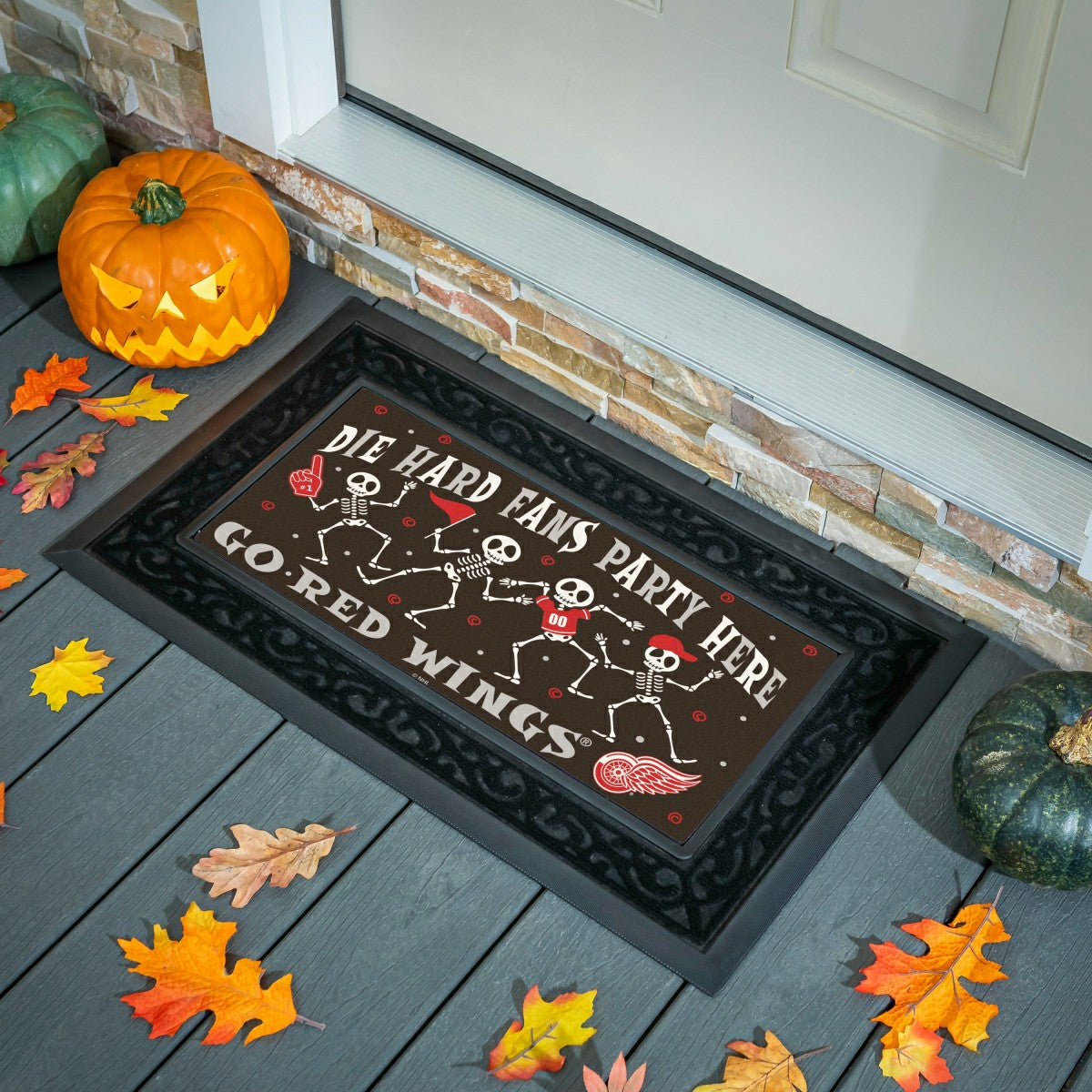 Detroit Red Wings Flocked Coir Halloween Sassafras Switch Mat, 22"x10"