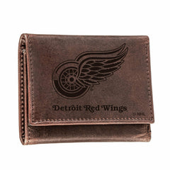 Detroit Red Wings, Tri-Fold Wallet, Brown, CH, 100% Genuine Leather