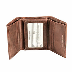 Detroit Red Wings, Tri-Fold Wallet, Brown, CH, 100% Genuine Leather