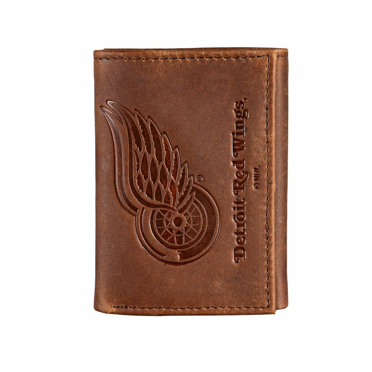 Detroit Red Wings, Tri-Fold Wallet, Brown, CH, 100% Genuine Leather