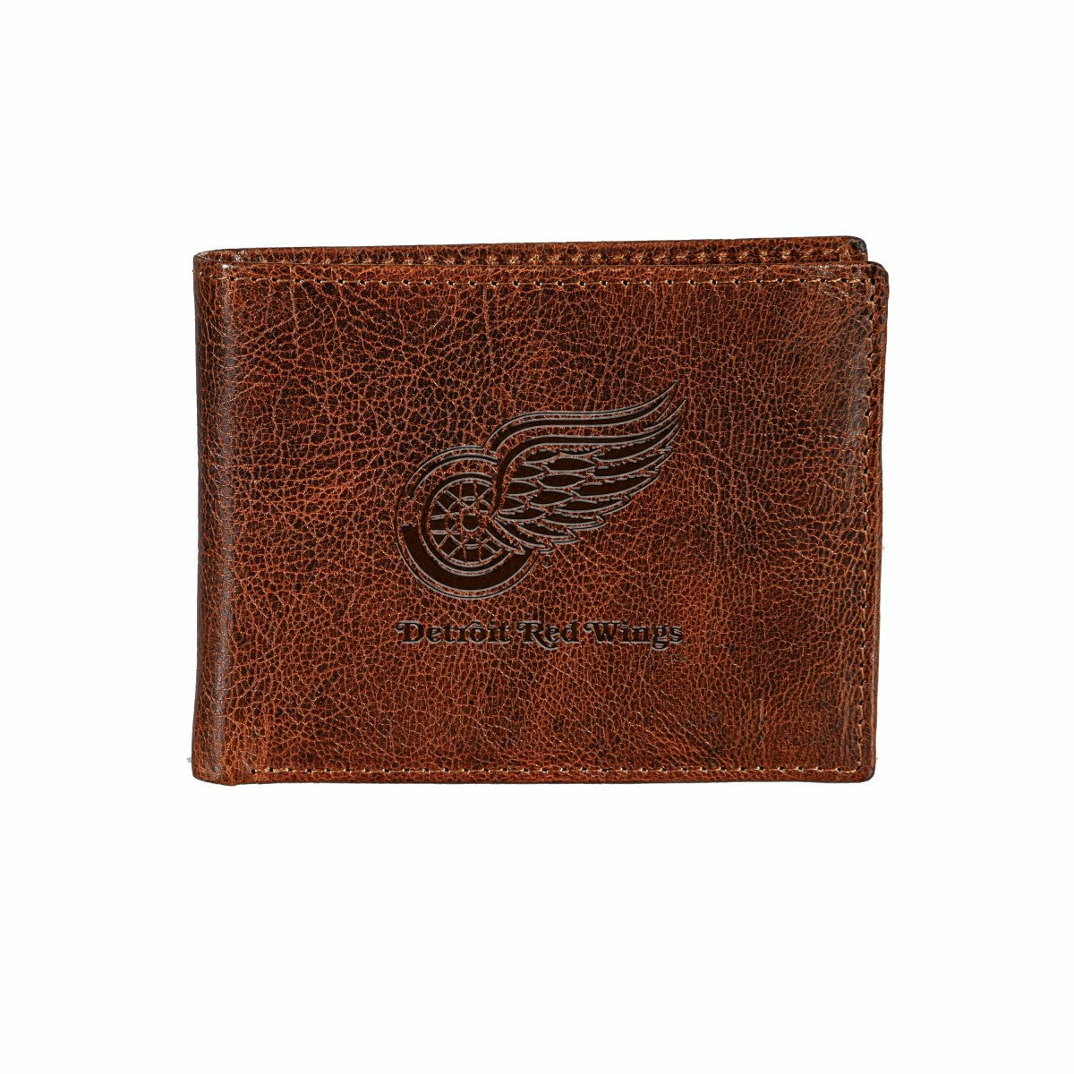 Detroit Red Wings, Embossed 100% Genuine Tumbled Leather Passcase Bi-F