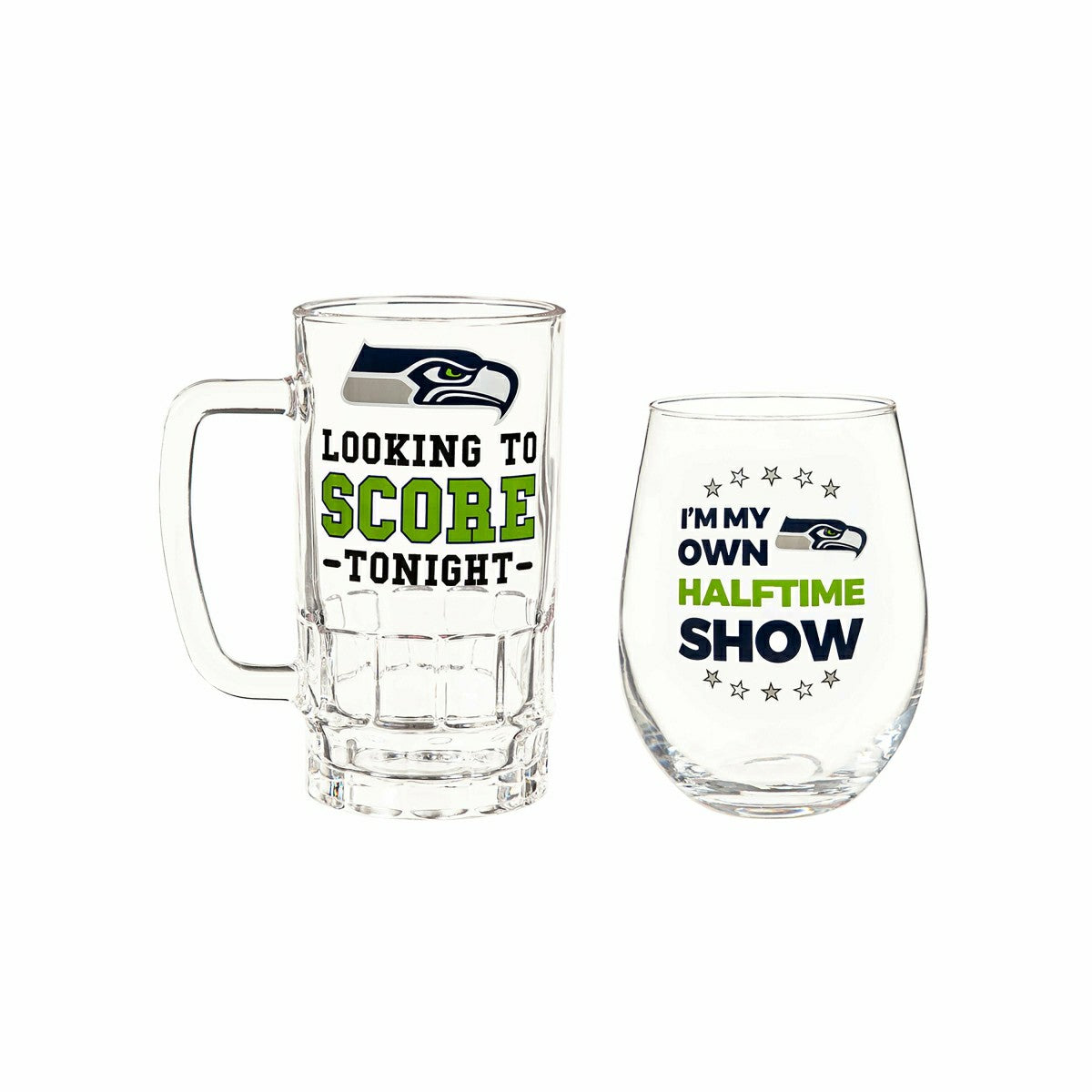 Seattle Seahawks, Stemless 17OZ Wine & Beer 16 OZ Gift Set