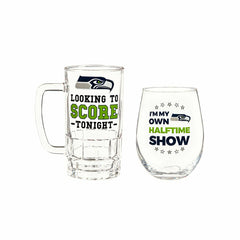 Seattle Seahawks, Stemless 17OZ Wine & Beer 16 OZ Gift Set