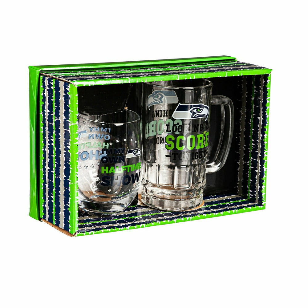Seattle Seahawks, Stemless 17OZ Wine & Beer 16 OZ Gift Set