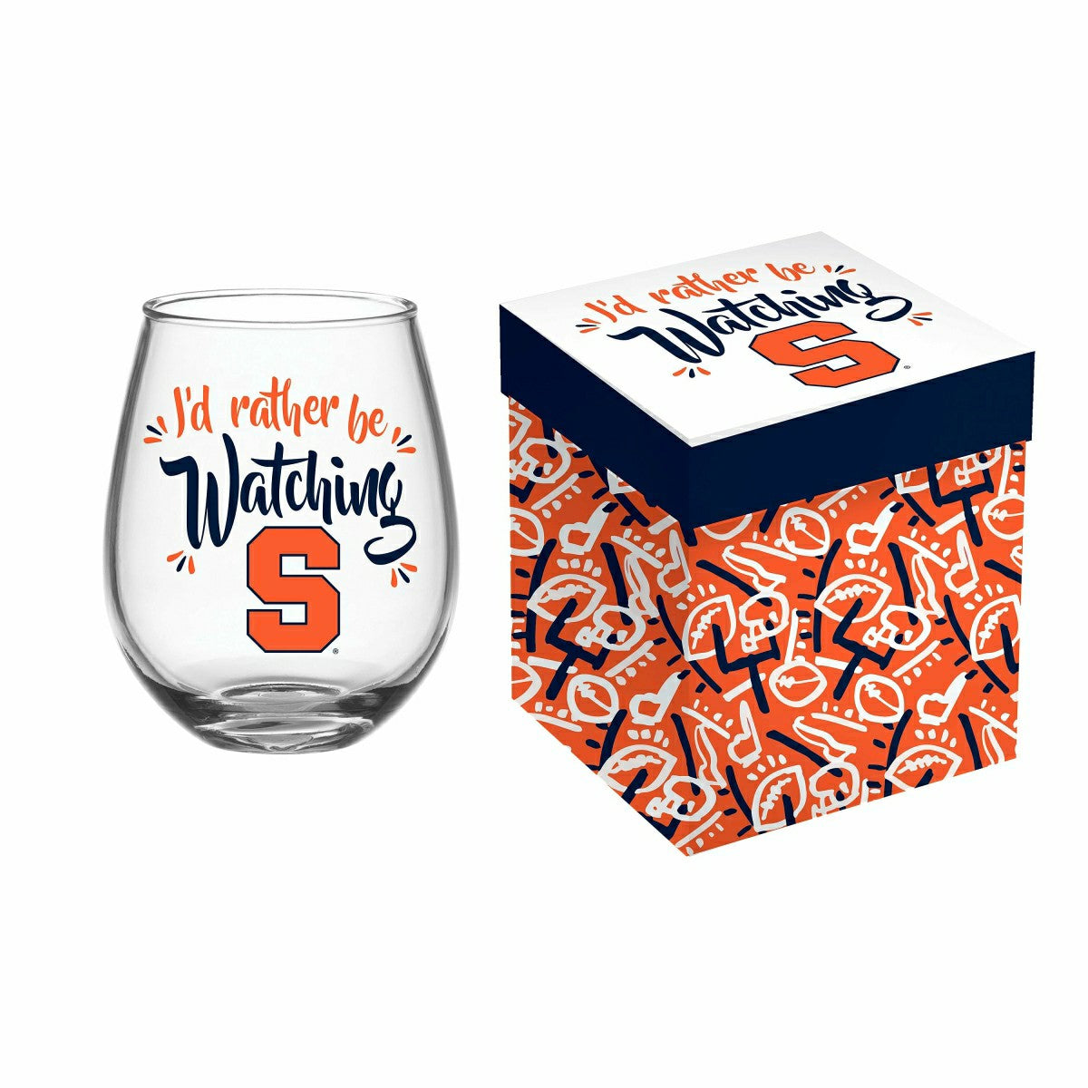 Syracuse University, 17oz Boxed Stemless Glass