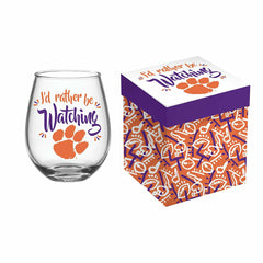Clemson University, 17oz Boxed Stemless Glass