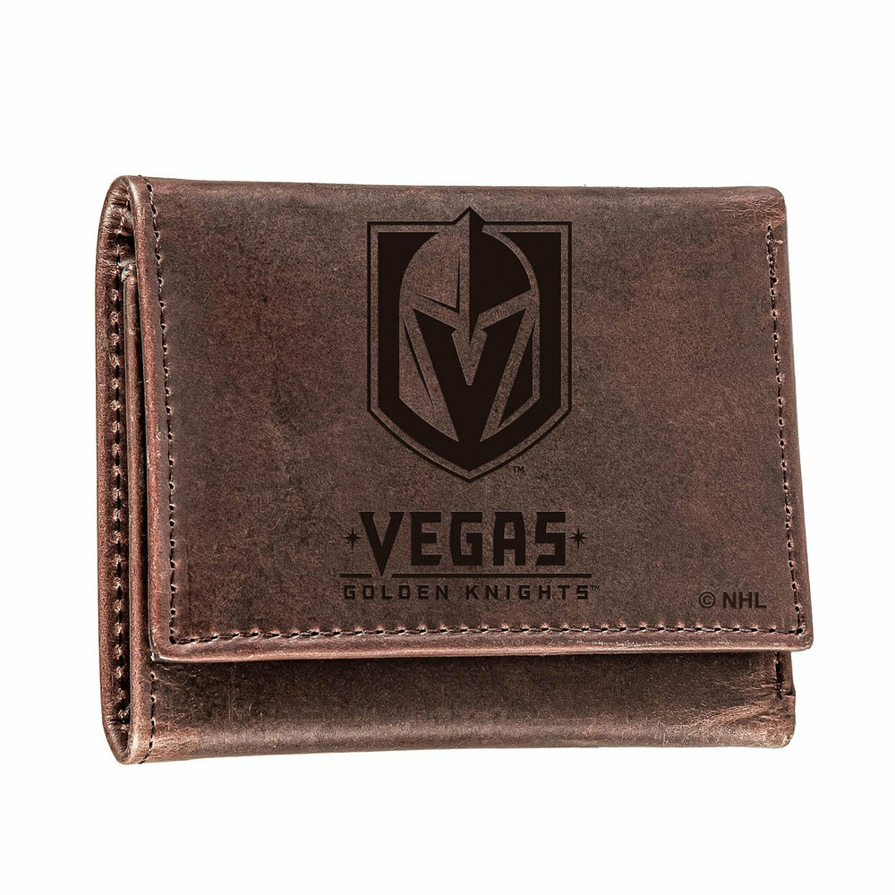 Vegas Golden Knights, Tri-Fold Wallet, Brown, CH, 100% Genuine Leather