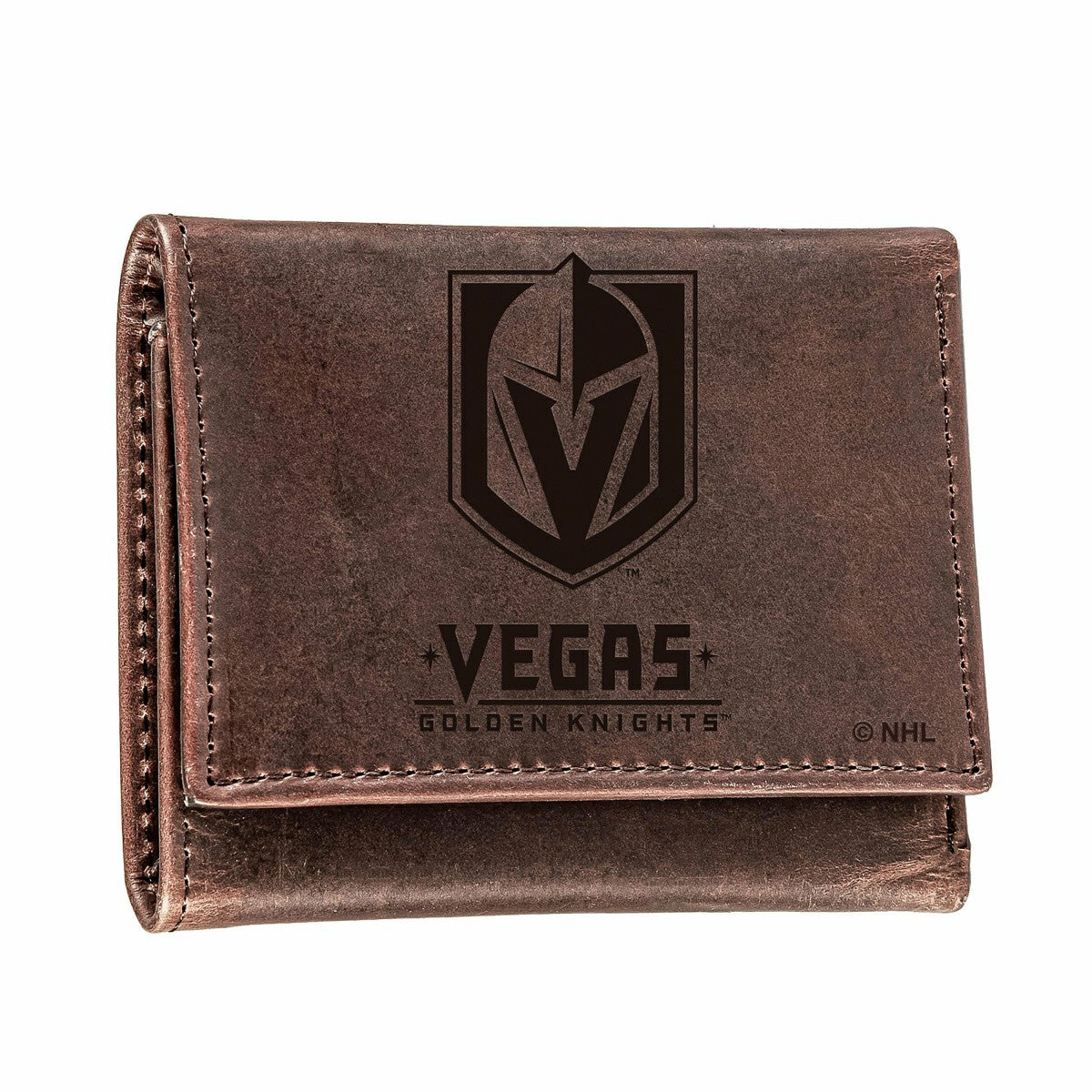 Vegas Golden Knights, Tri-Fold Wallet, Brown, CH, 100% Genuine Leather