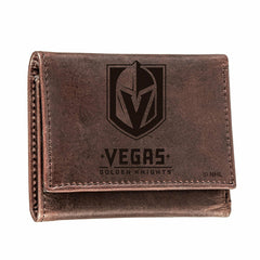 Vegas Golden Knights, Tri-Fold Wallet, Brown, CH, 100% Genuine Leather