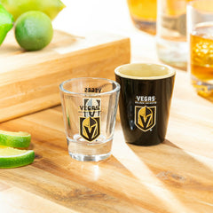 Vegas Golden Knights 4-Piece Ceramic and Gs 2oz. Shot Gs Set