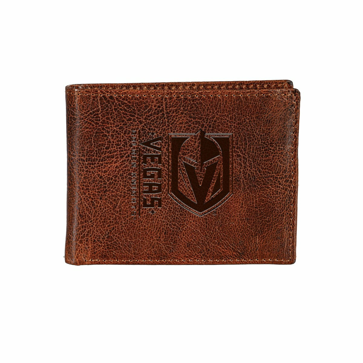 Vegas Golden Knights, Embossed 100% Genuine Tumbled Leather Passcase B