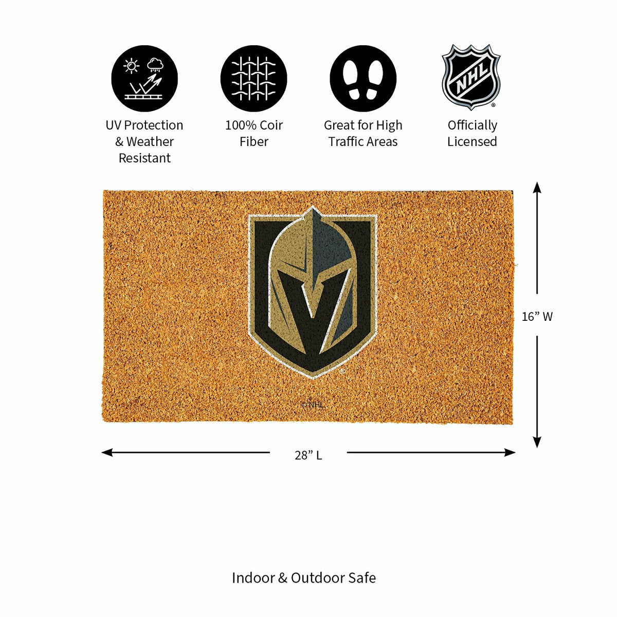 Coir Mat, 16"x28", Vegas Golden Knights