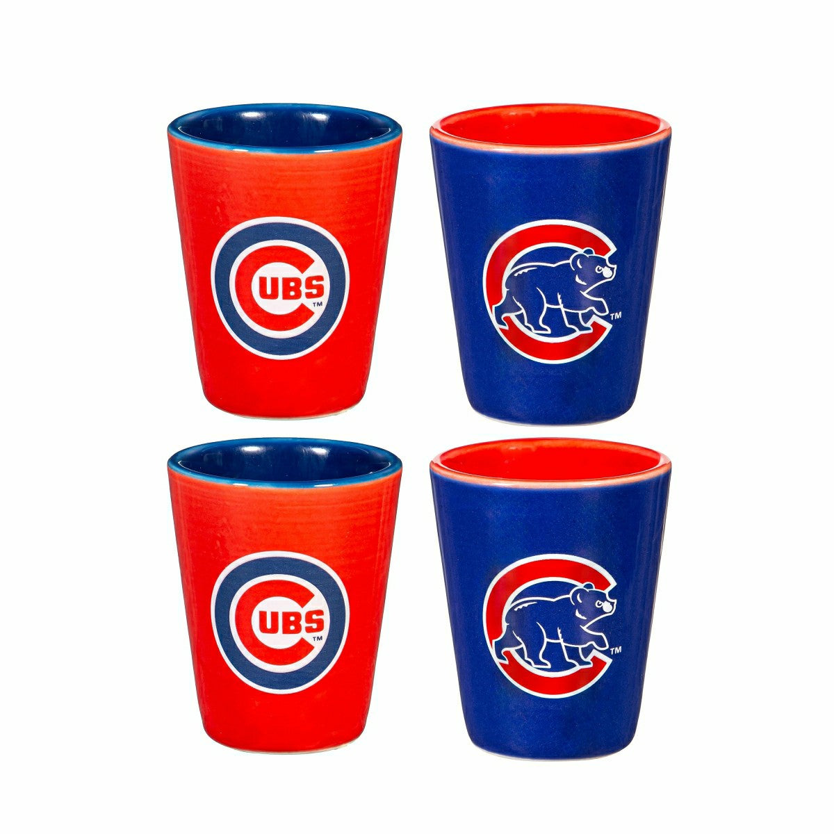 Chicago Cubs 4-Piece Ceramic 2oz. Shot Glass Set