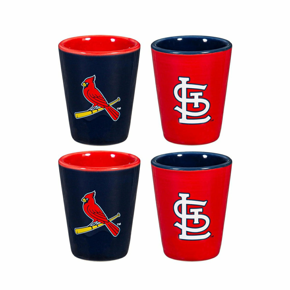 St Louis Cardinals 4-Piece Ceramic 2oz. Shot Glass Set