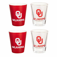 University of Oklahoma 4-Piece Ceramic and Glass 2oz. Shot Glass Set