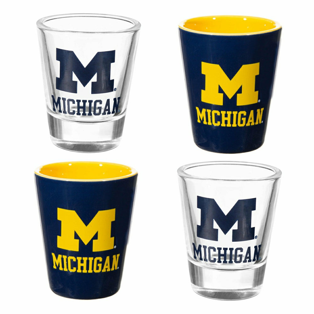University Of Michigan 4-Piece Ceramic and Glass 2oz. Shot Glass Set