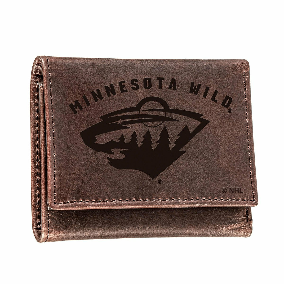 Minnesota Wild, Bi-Fold Wallet, Brown, CH, 100% Genuine Leather
