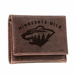 Minnesota Wild, Bi-Fold Wallet, Brown, CH, 100% Genuine Leather