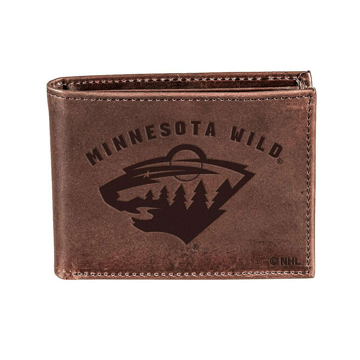 Minnesota Wild, Bi-Fold Wallet, Brown, CH, 100% Genuine Leather