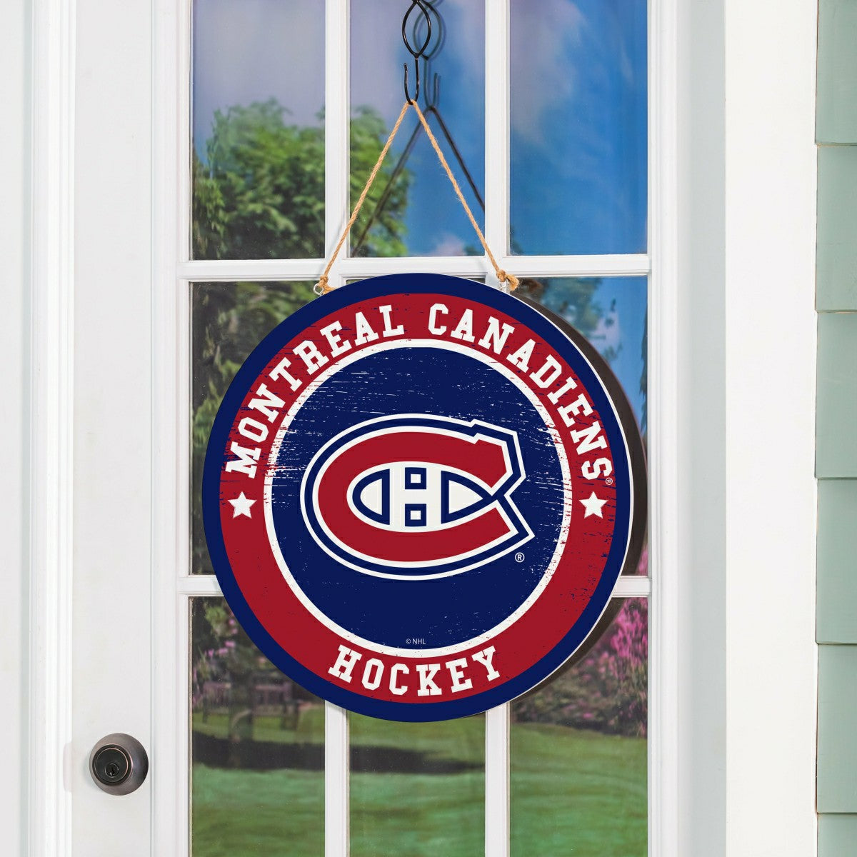 Montreal Canadiens Round Door Décor with Hanging Rope, 18x18