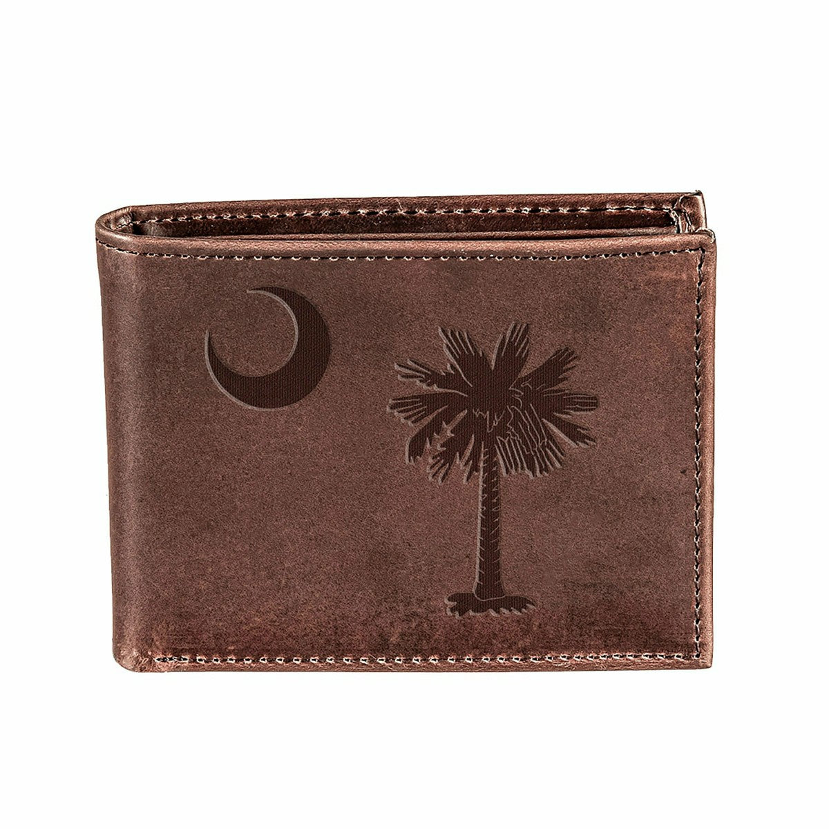Bi-Fold Wallet, Brown, CH, 100% Genuine Leather, South Carolina State