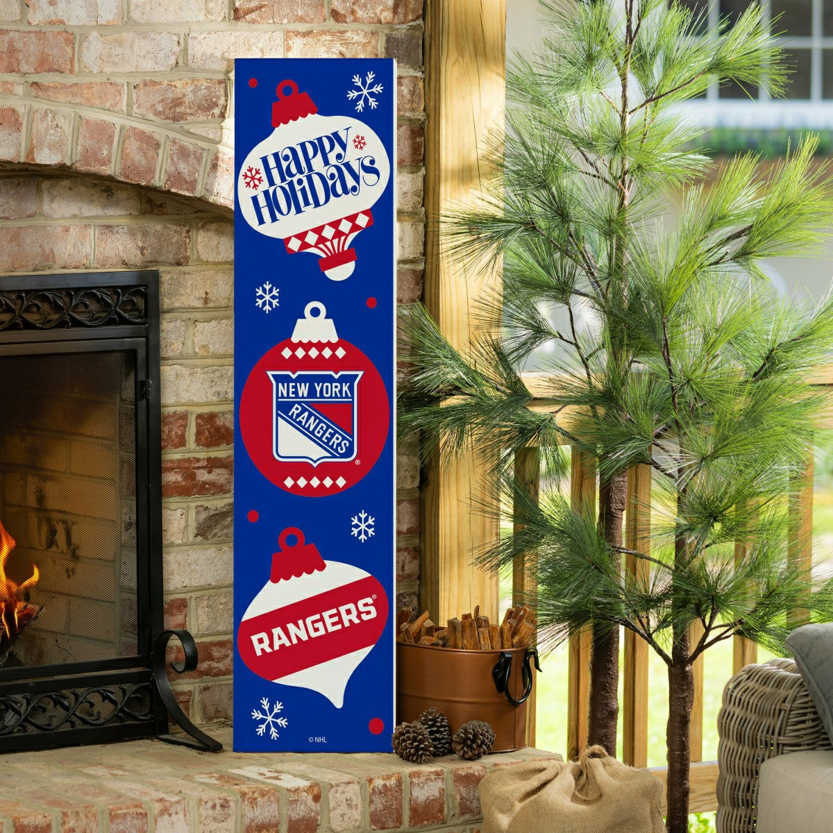New York Rangers 47" Double Sided Leaner, Christmas
