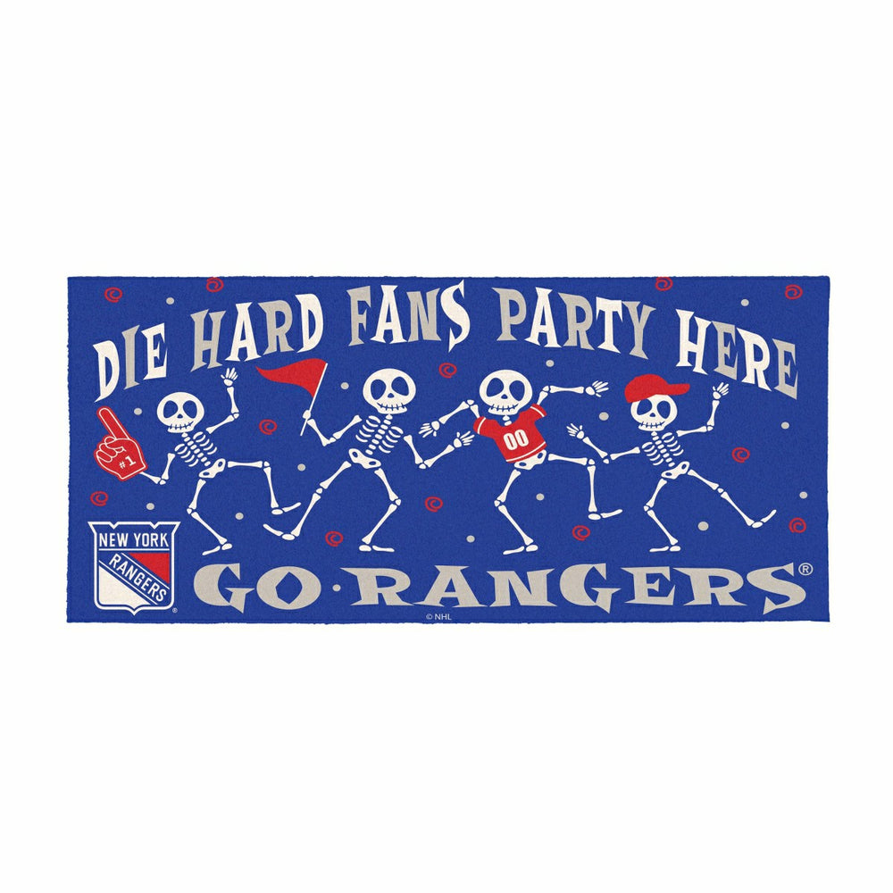 New York Rangers Flocked Coir Halloween Sassafras Switch Mat, 22"x10"