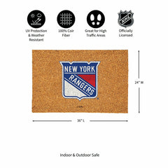 New York Rangers Large Full Color Coir Mat, 36"x24"