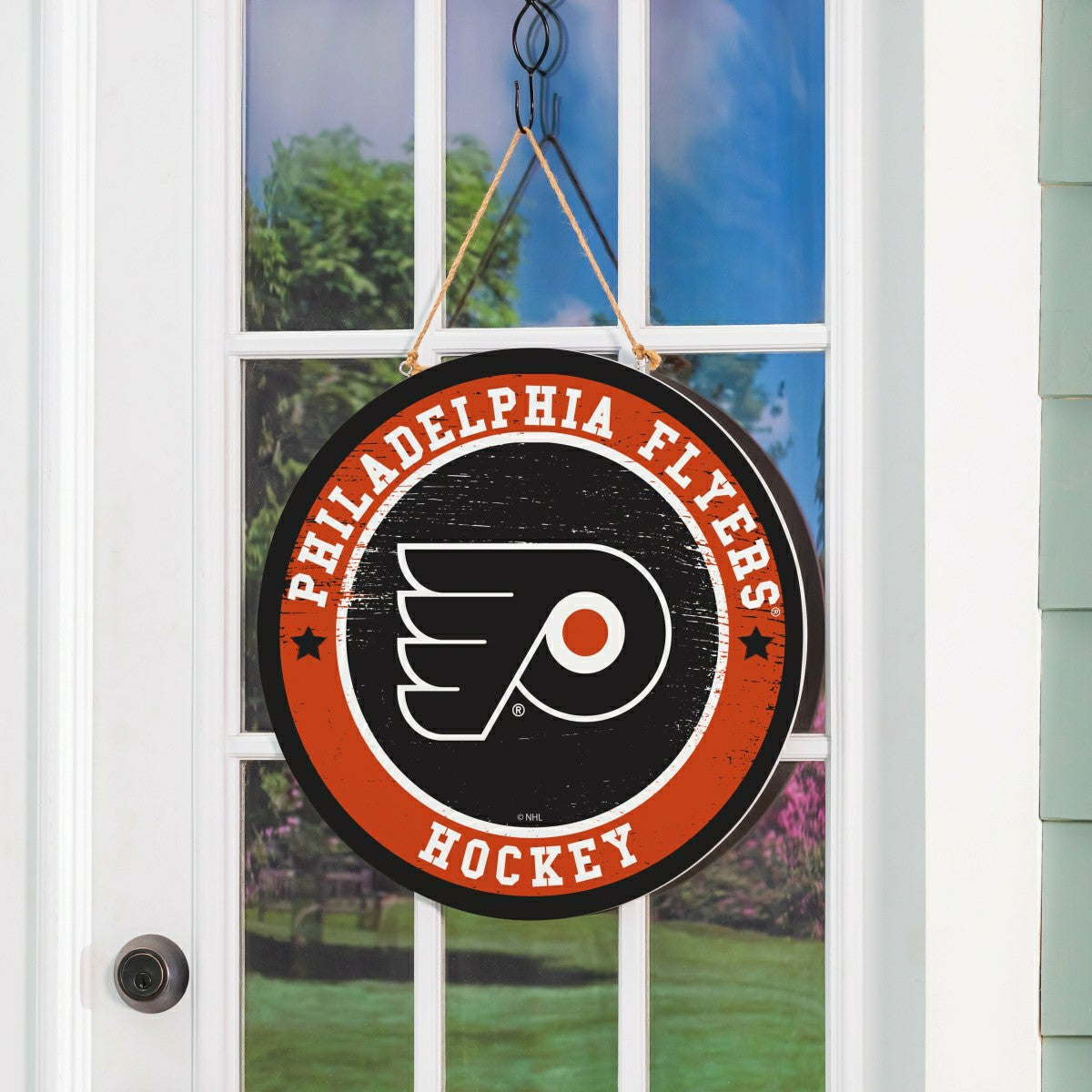 Philadelphia Flyers Round Door Décor with Hanging Rope, 18x18