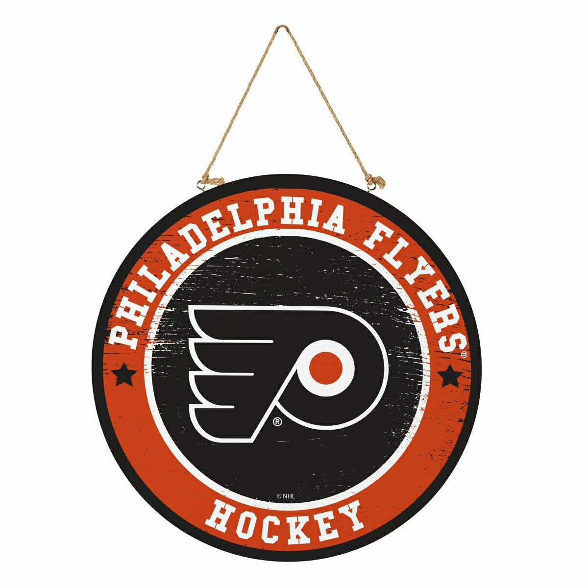 Philadelphia Flyers Round Door Décor with Hanging Rope, 18x18