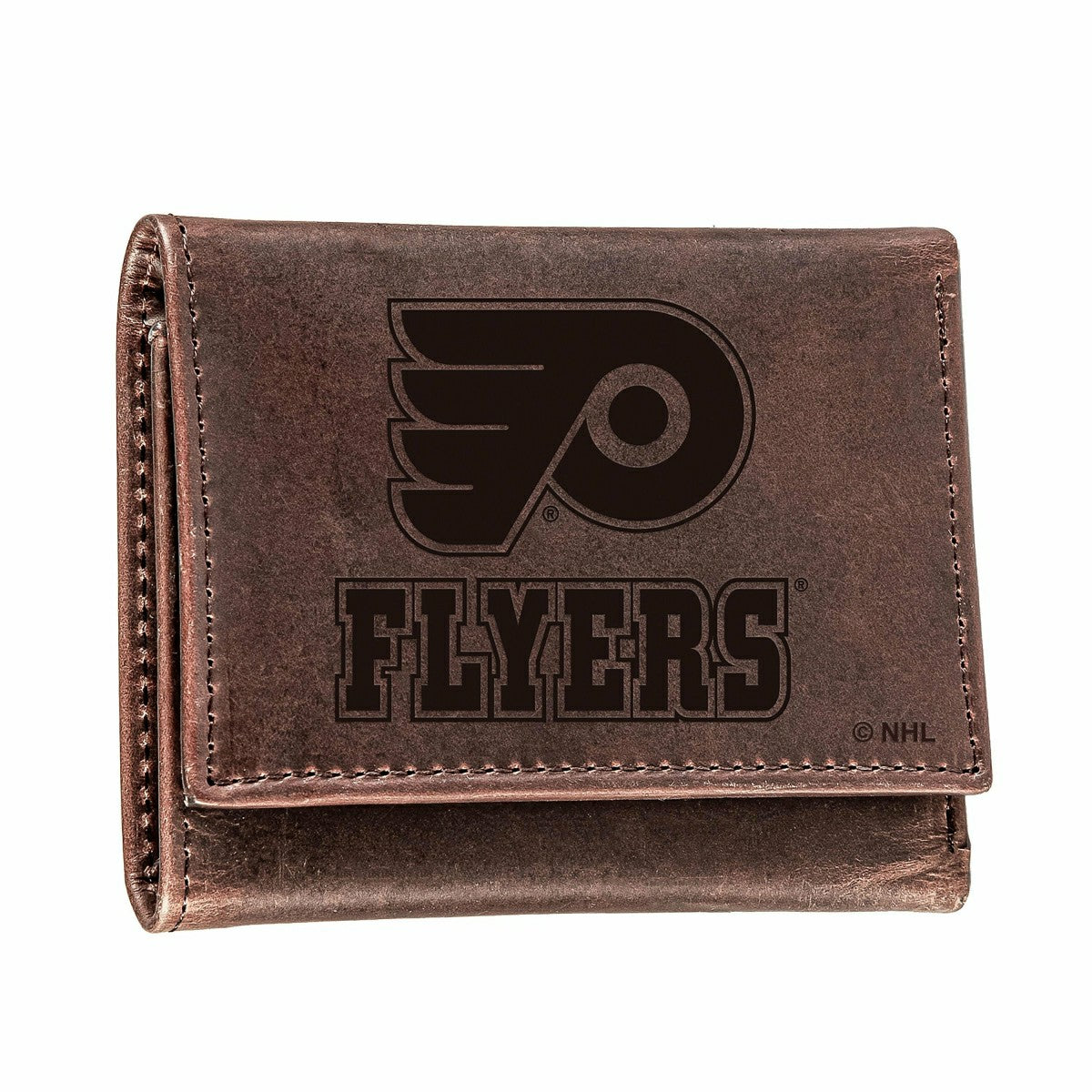 Philadelphia Flyers, Tri-Fold Wallet, Brown, CH, 100% Genuine Leather