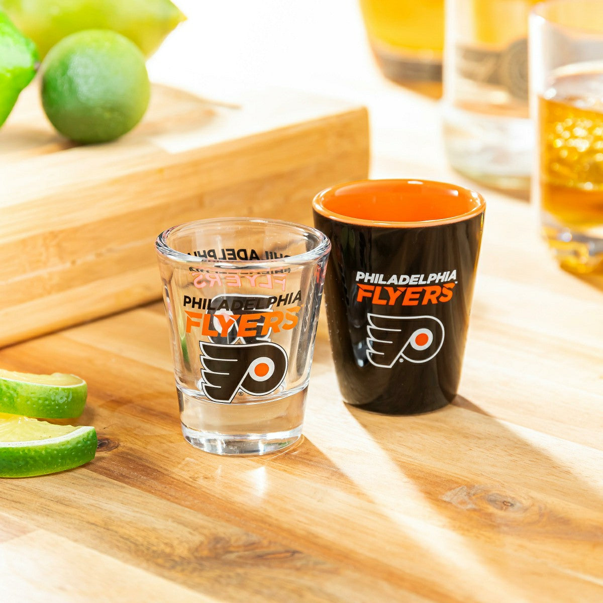 Philadelphia Flyers 4-Piece Ceramic and Glass 2oz. Shot Glass Set