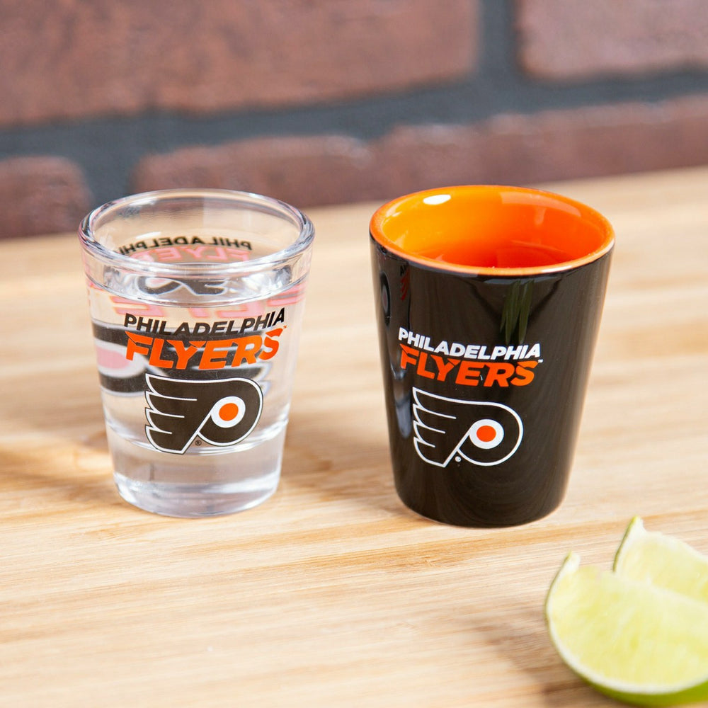 Philadelphia Flyers 4-Piece Ceramic and Glass 2oz. Shot Glass Set