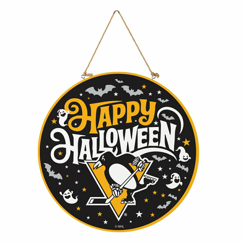 Pittsburgh Penguins Halloween Round Door Décor with Hanging Rope, 18x1