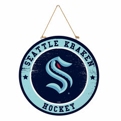 Seattle Kraken Round Door Décor with Hanging Rope, 18x18