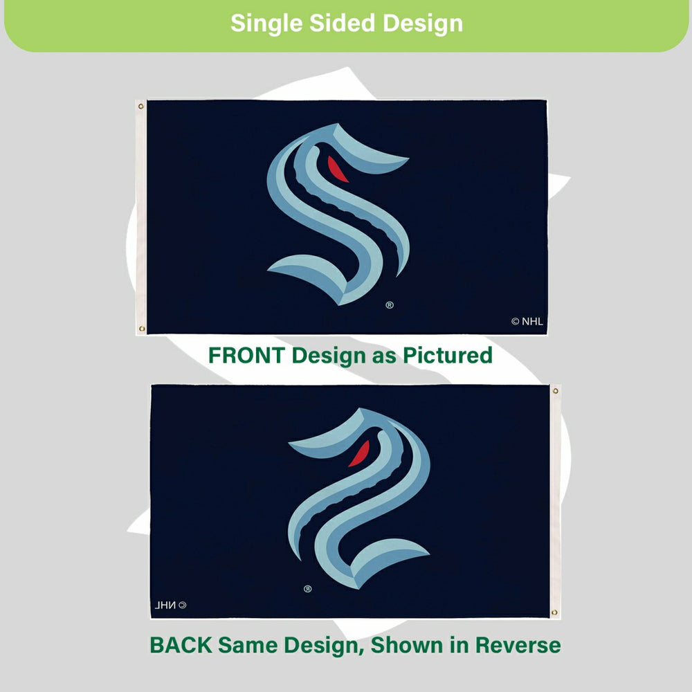 Seattle Kraken Single Sided Flag w/ 2 Grommets, 3'x5'