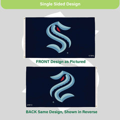 Seattle Kraken Single Sided Flag w/ 2 Grommets, 3'x5'