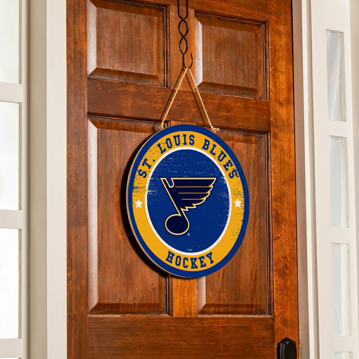 St Louis Blues Round Door Décor with Hanging Rope, 18x18