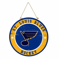 St Louis Blues Round Door Décor with Hanging Rope, 18x18