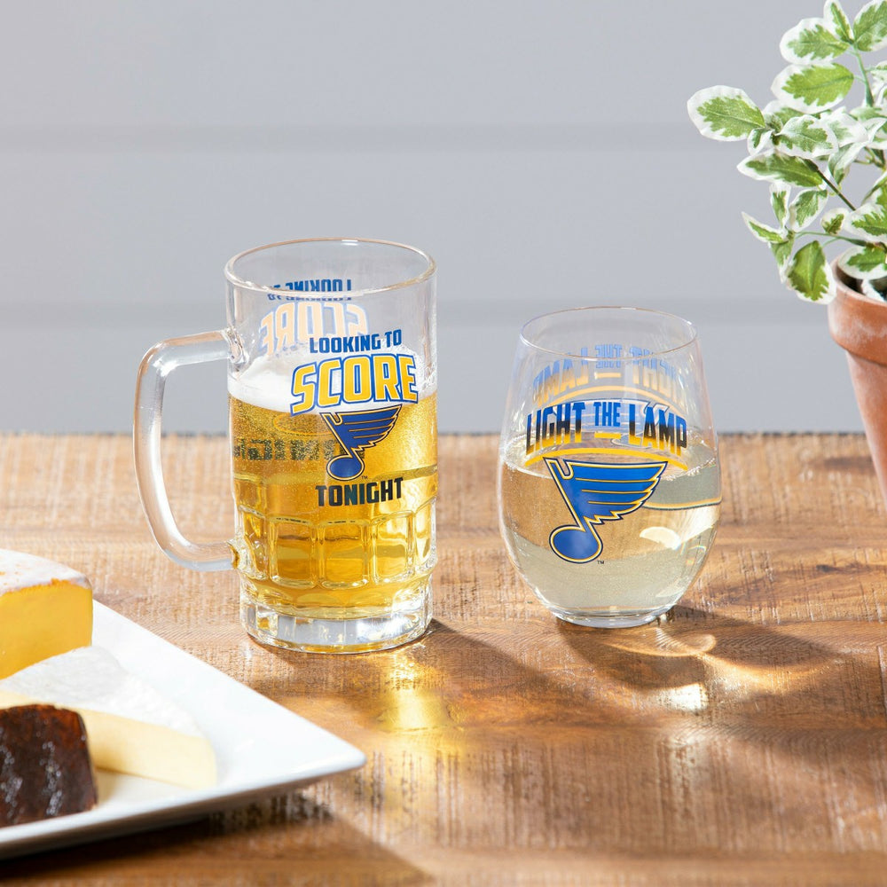 Stemless 17OZ Glass & Tankard 16OZ Gift Set, St Louis Blues